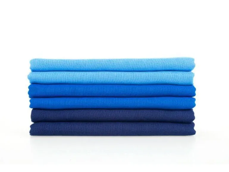 MAKIAN Mulltuch 6-er Set 80 x 80 cm Blau uni