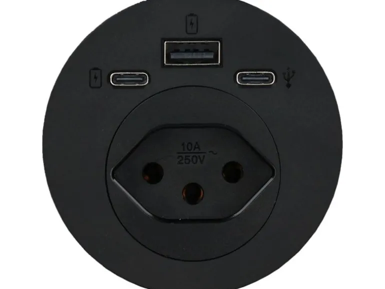 Max Hauri Anschlussfeld Einbau 1x Typ 13, USB-A/C Schwarz