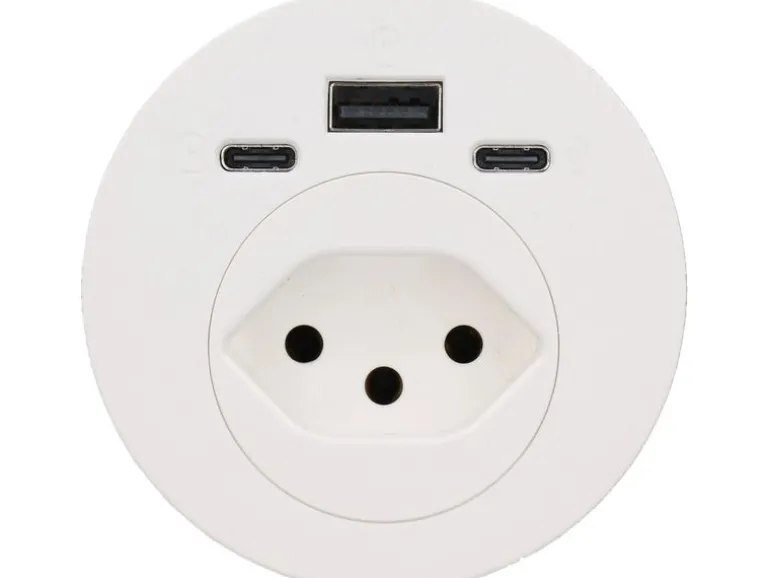 Max Hauri Anschlussfeld Einbau Weiss 1x Typ 13 USB-A/C 25W USB-C Daten