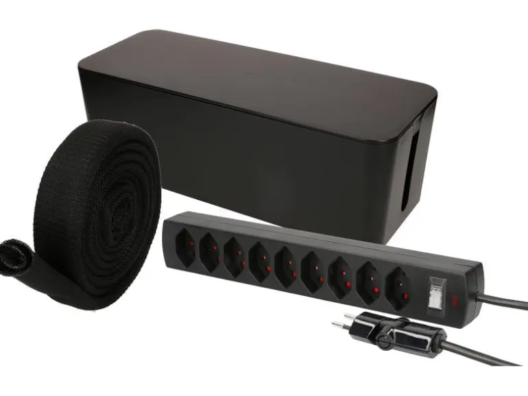 Max Hauri Kabelbox mit Steckerleiste 9x T13 Schwarz