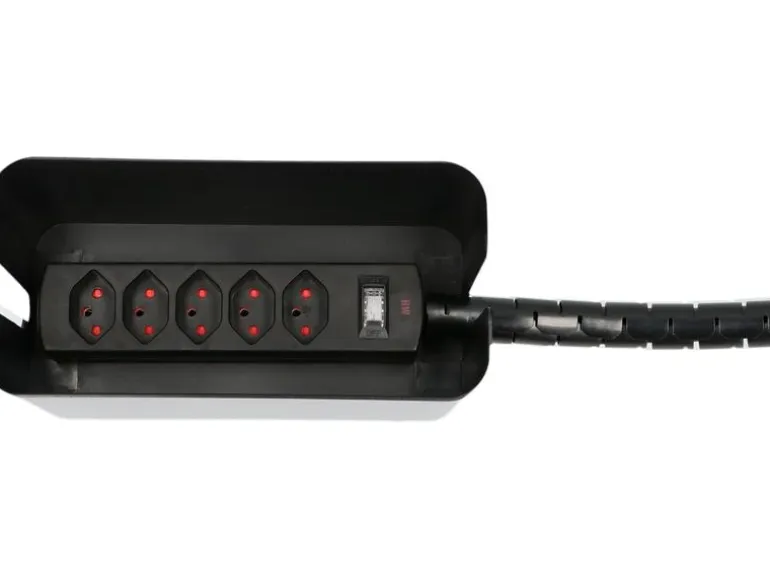 Max Hauri Kabelbox mit Steckerleiste 5x T13 Schwarz