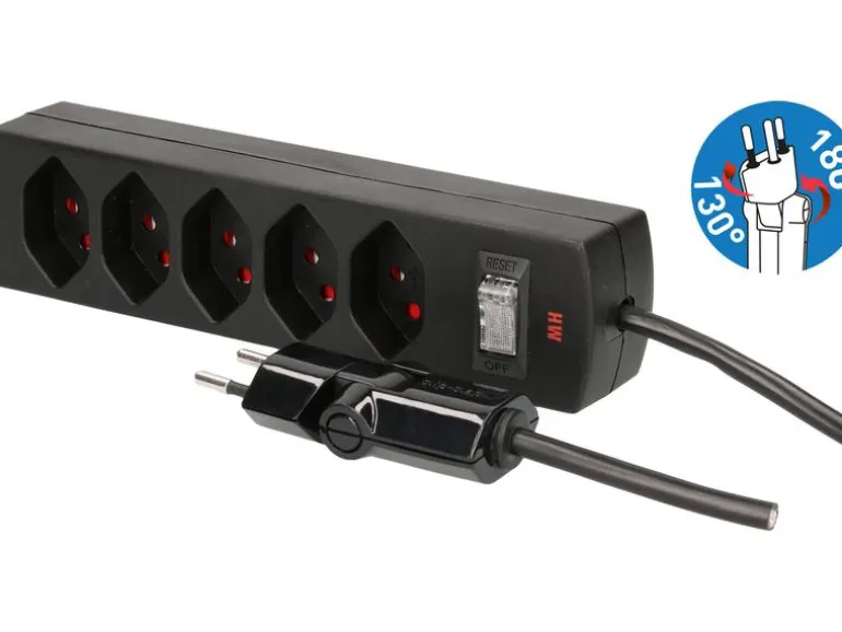 Max Hauri Kabelbox mit Steckerleiste 5x T13 Schwarz