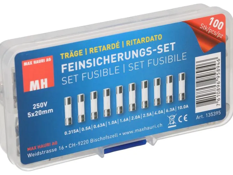 Max Hauri Schmelzsicherung Set 5 x 20 mm Träge, 100 Stück