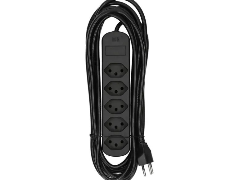 Max Hauri Steckdosenleiste Basic-Line, 5x T13, 5 m, Schwarz