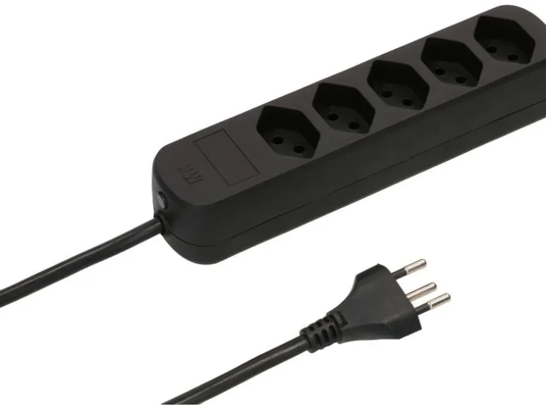 Max Hauri Steckdosenleiste Basic-Line, 5x T13, 5 m, Schwarz