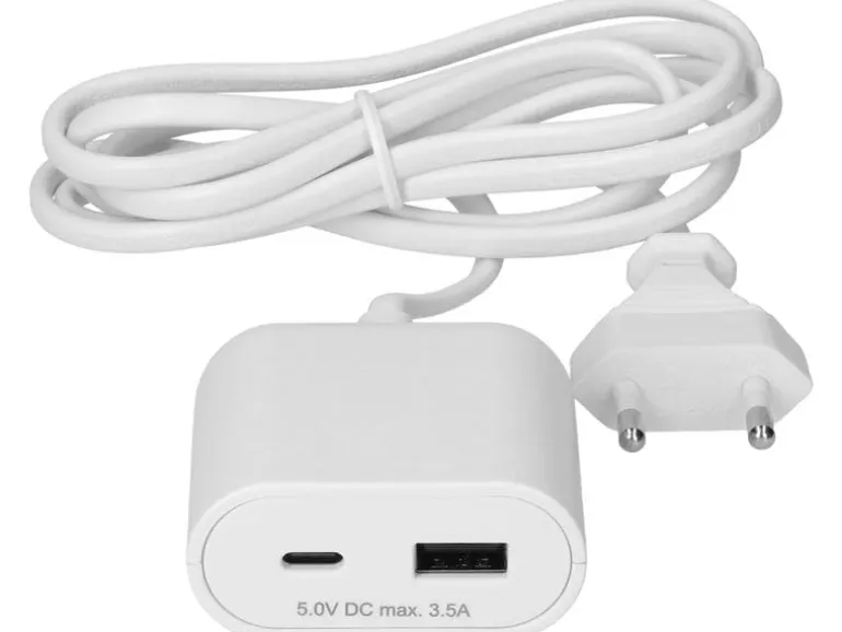 Max Hauri USB A+C-Verlängerung mit Zuleitung 1.5 m Weiss
