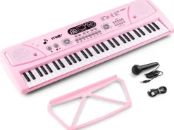 MAX Keyboard KD61P Kinderklavier Pink 61 Tasten LED-Display