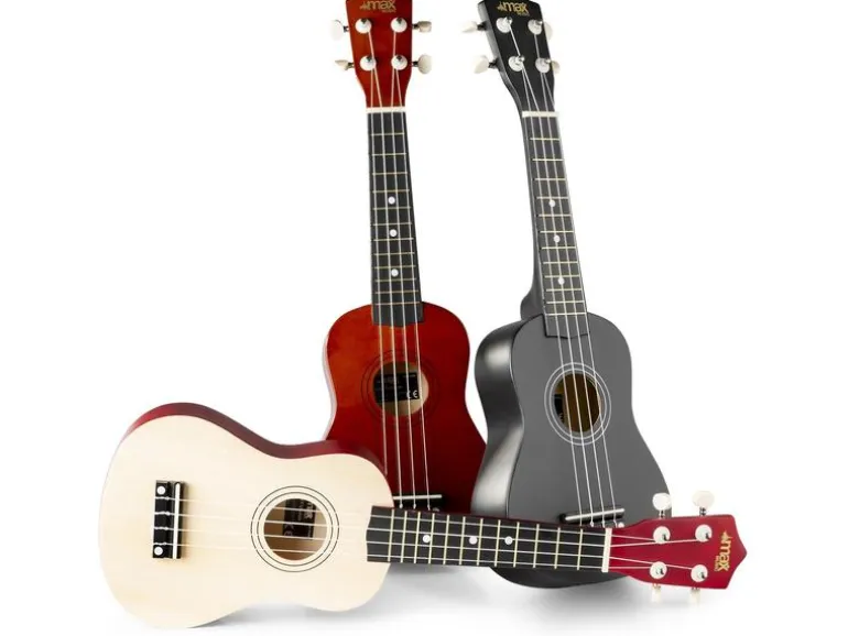 MAX Ukulele UKEY Set Soprano Dunkel Natur 21 Zoll
