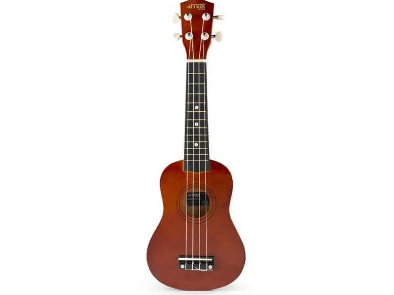 MAX Ukulele UKEY Set Soprano Dunkel Natur 21 Zoll