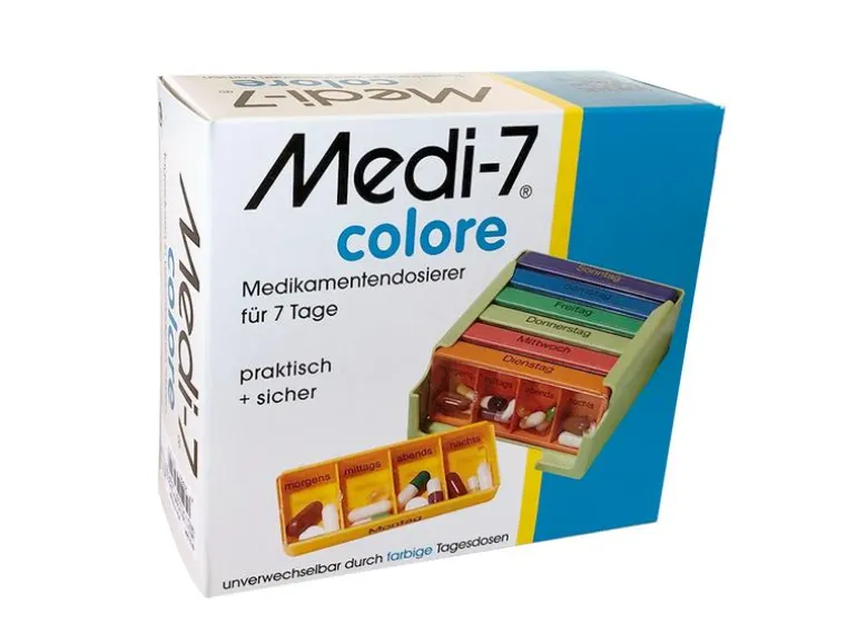 Medi 7 Wochenpillenspender Medi-7 mit 4 Fächern pro Tag bunt DE