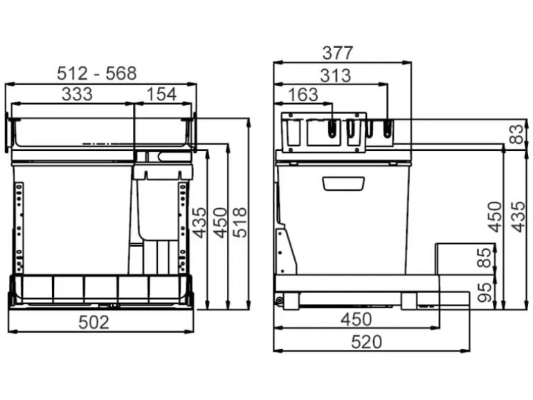 Müllex Abfalleimer BOXX 55/60-R Bio