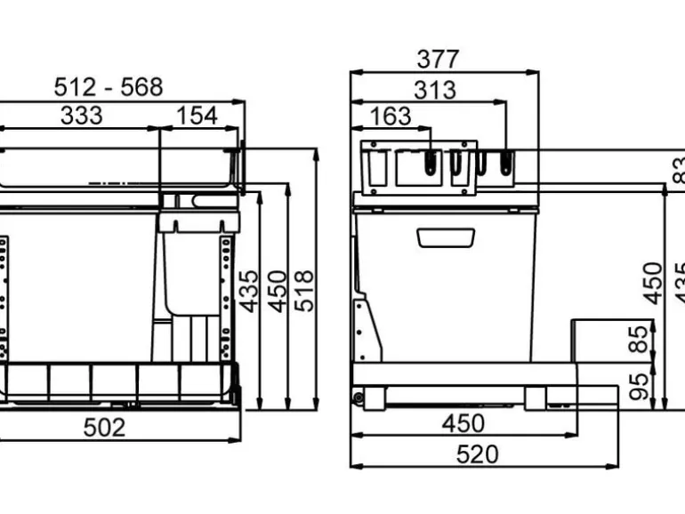 Müllex Abfalleimer BOXX 55/60-R Bio