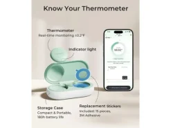 momcozy Smartes Babythermometer für die Achselhöhle, Grün, Weiss
