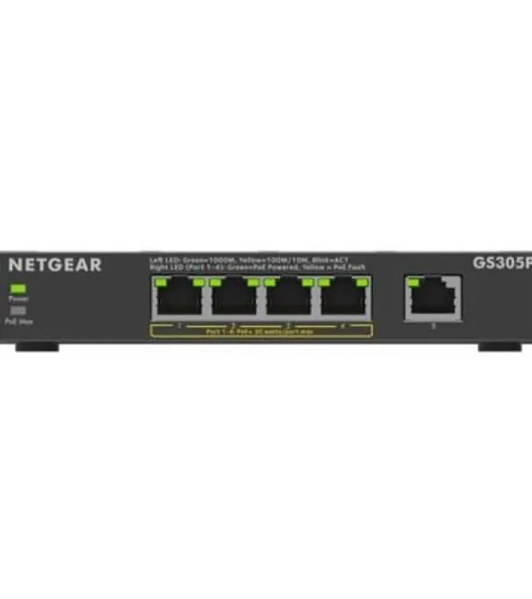 Netgear PoE Switch GS305Pv3 5 Port, PoE Budget: 63 W