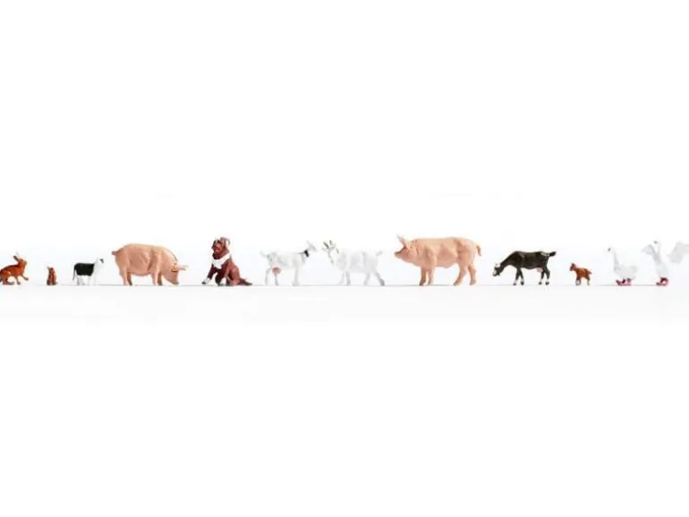NOCH Figuren Tiere auf dem Bauernhof 12 Stück, H0