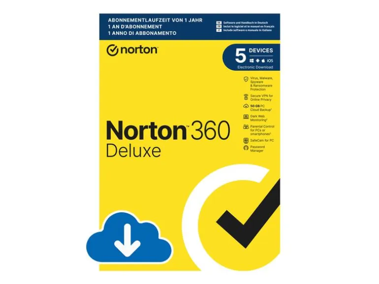 Norton Norton 360 Deluxe ESD, 5 Device, 1 Jahr
