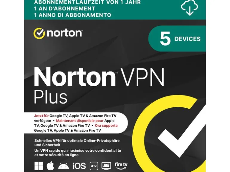 Norton VPN Plus ESD, Vollversion, 5 PC, 1Jahr, 10 GB