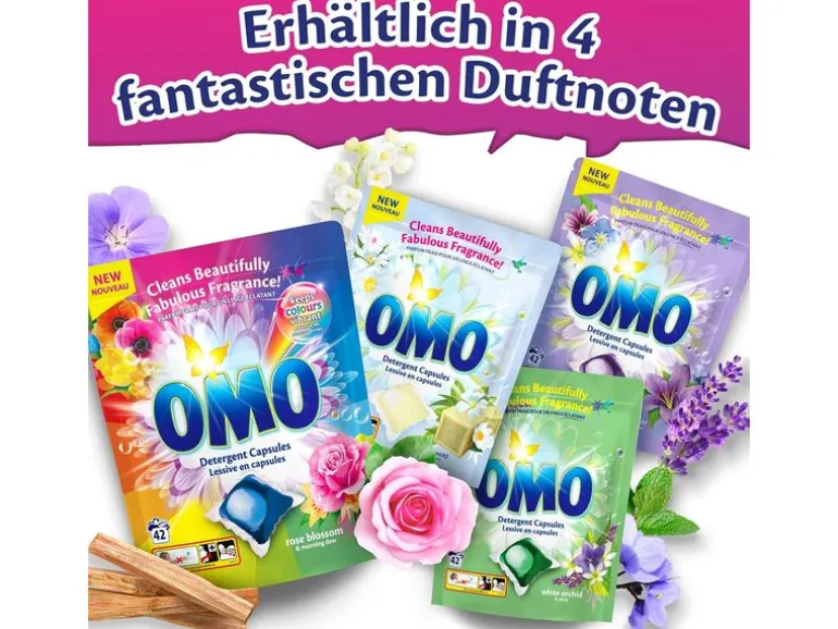 Omo Waschmittel Kapseln Fresh Rosenblüten 42 Stück à 20 Gramm