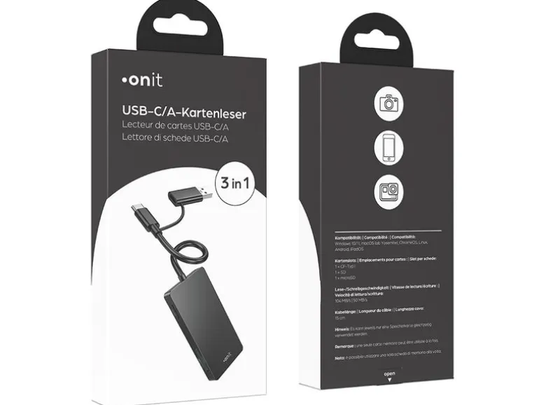 onit Card Reader Extern USB-C/A 3-in-1