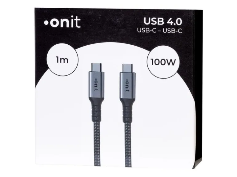 onit USB4-Kabel Pro 100 W, USB-C - USB-C, 1 m, Schwarz/Grau