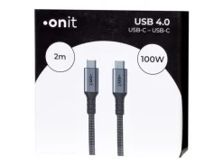 onit USB4-Kabel Pro 100 W, USB-C - USB-C, 2 m, Schwarz/Grau