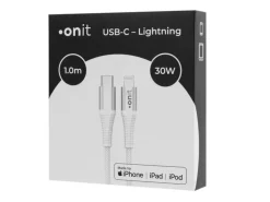 onit USB 2.0-Kabel 30 W, MFi, USB-C - Lightning, 1 m, Weiss