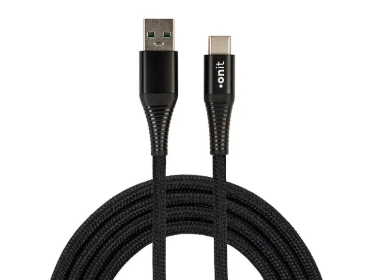 onit USB 2.0-Kabel 66 W, USB-A - USB-C, 1 m, Schwarz