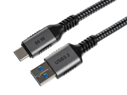 onit USB 3.1-Kabel 66 W, USB-A - USB-C, 1 m, Schwarz/Grau
