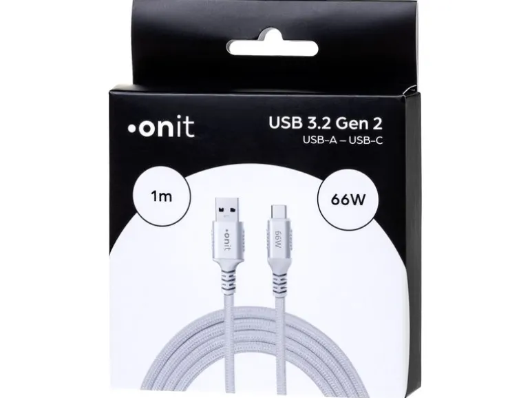 onit USB 3.1-Kabel 66 W, USB-A - USB-C, 1 m, Weiss