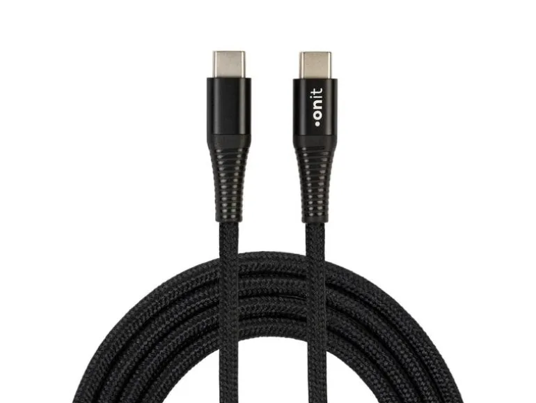 onit USB 3.0-Kabel 60 W, USB-C - USB-C, 1 m, Schwarz