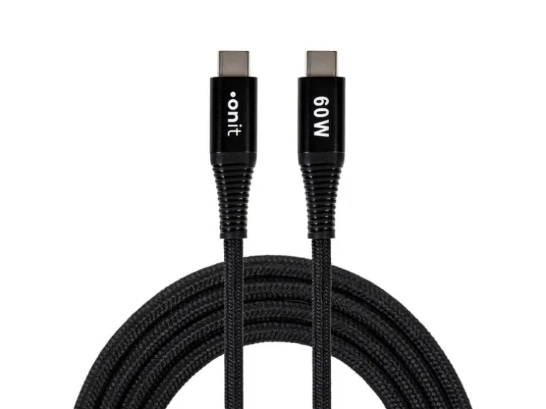 onit USB 3.0-Kabel 60 W, USB-C - USB-C, 0.5 m, Schwarz