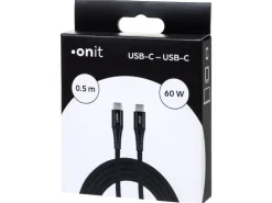onit USB 3.0-Kabel 60 W, USB-C - USB-C, 0.5 m, Schwarz