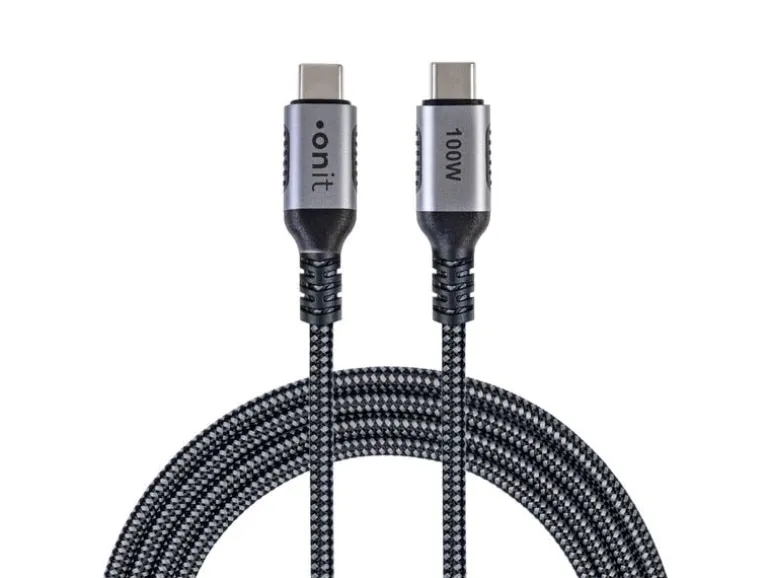 onit USB 3.1-Kabel 100 W, USB-C - USB-C, 1 m, Schwarz/Grau