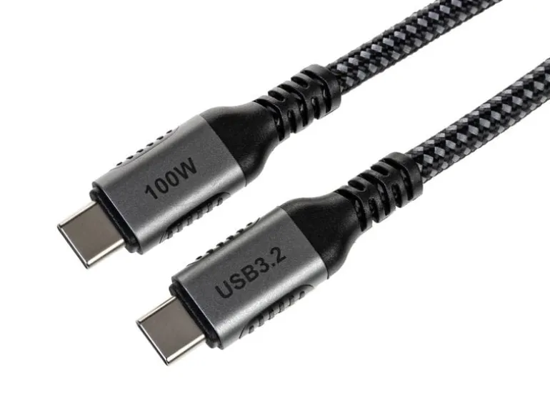 onit USB 3.1-Kabel 100 W, USB-C - USB-C, 1 m, Schwarz/Grau