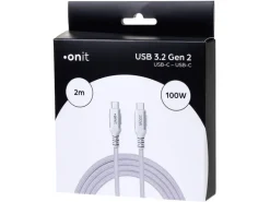 onit USB 3.1-Kabel 100 W, USB-C - USB-C, 2 m, Weiss