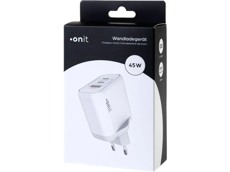 onit USB-Wandladegerät Triple 2C1A 45 W GaN Weiss