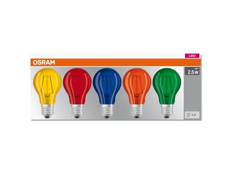 OSRAM Lampe Star Color Box, 2.5W, E27, 5 Stück, Mehrfarbig