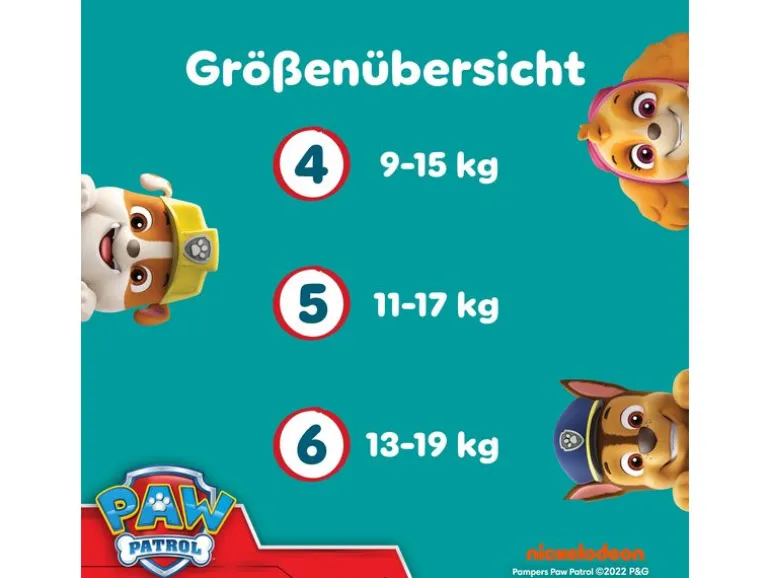 Pampers Windeln Baby Dry Pants Paw Patrol Extra Large Grösse 6