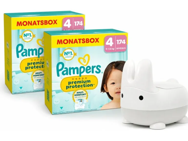 Pampers Windeln Premium Protection + Cocon Töpfchen Grösse 4