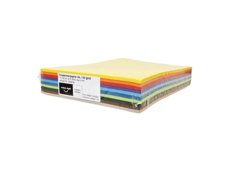 Papyrus Tonzeichenpapier A4, 130 g/m², 300 Stück, Farbig assortiert