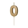 Partydeco PartyDeco Geburtstagskerze Ziffer 0 Gold 1 Stück