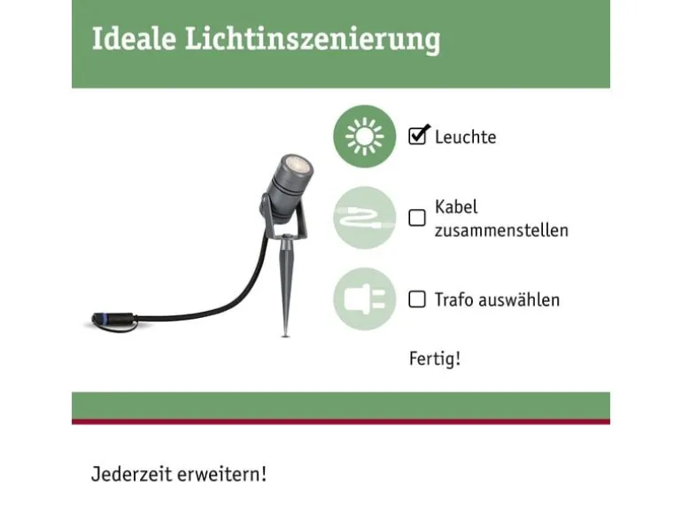 Paulmann Gartenspot Plug & Shine Radon IP65, 3000 K, 11 W, Grau