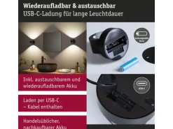 Paulmann LED Akkuwandleuchte Zorik 2700K dimmbar Schwarz