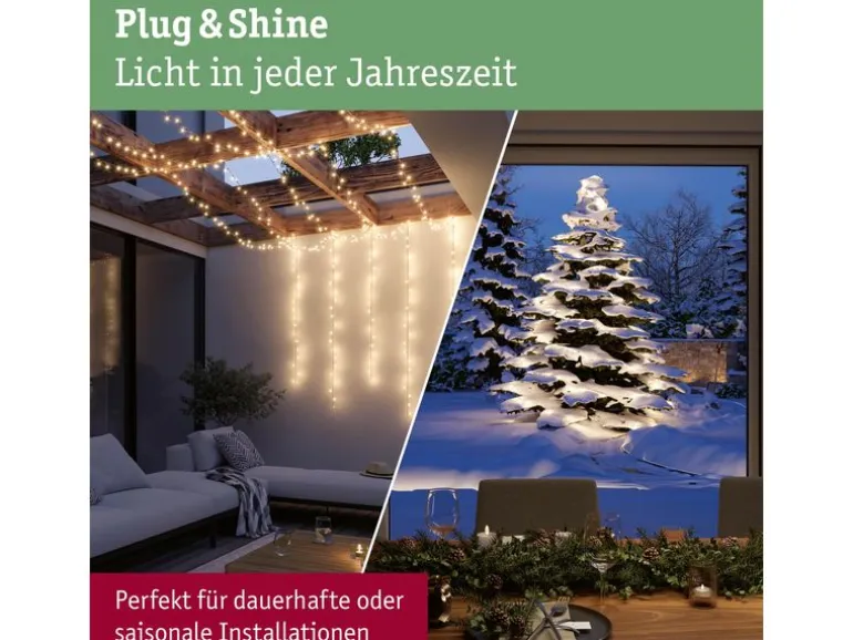 Paulmann LED Lichterkette Plug & Shine Yuna 12.4 m, WW, Schwarz