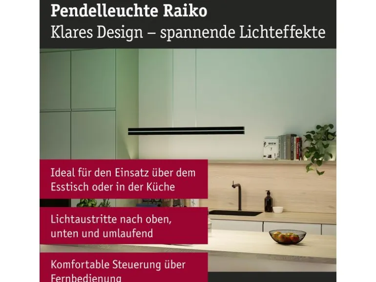 Paulmann LED Pendelleuchte Raiko, Schwarz