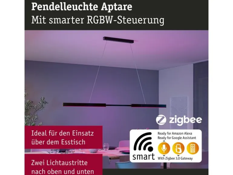 Paulmann LED Pendelleuchte Smart Home Zigbee, Schwarz
