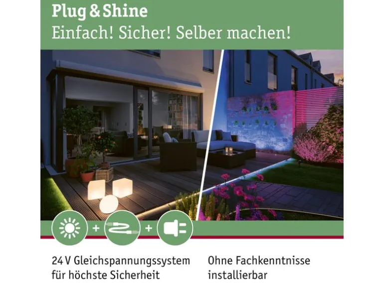 Paulmann LED-Stripe Plug & Shine Smooth, 3000K, 10m, Weiss