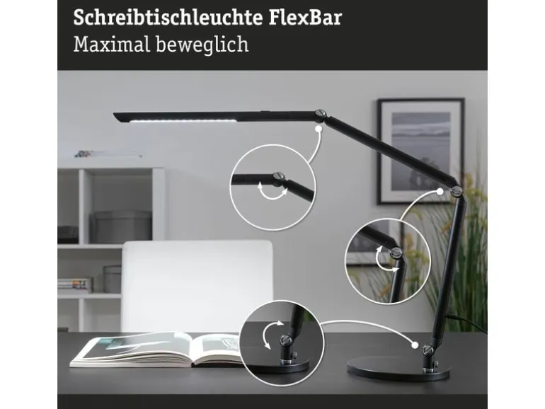 Paulmann Schreibtischleuchte FlexBar, Schwarz
