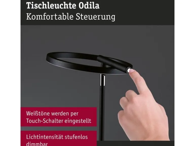 Paulmann Schreibtischleuchte Schreibtischleuchte Odila, Schwarz matt