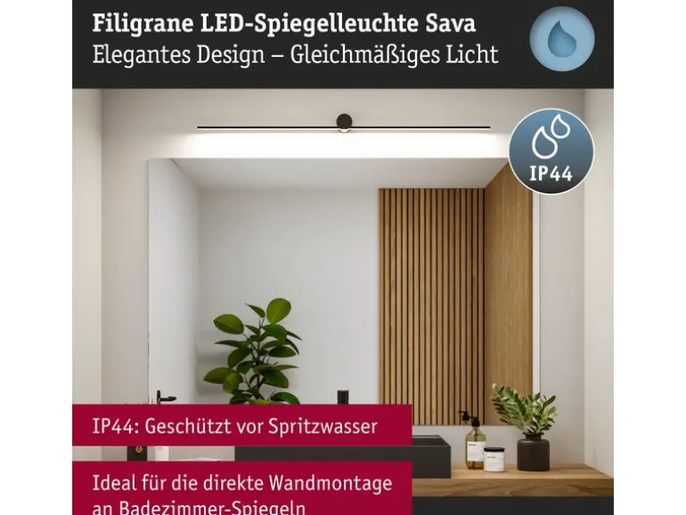 Paulmann Spiegelleuchte LED Sava 13.5W Schwarz